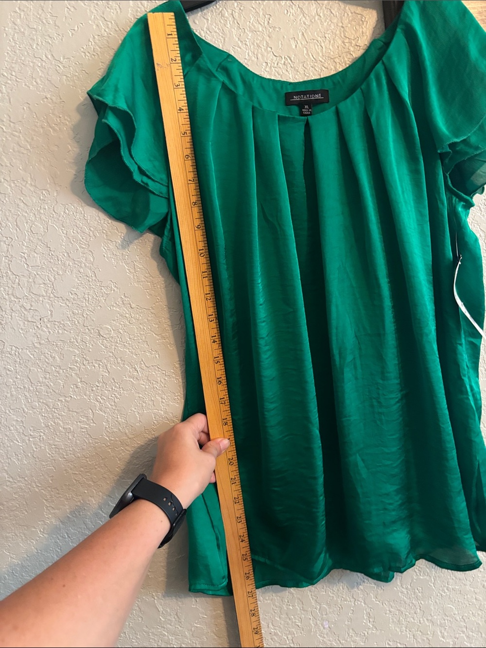 Notations Emerald Green Ruffled Sleeve Blouse - Picture 3 of 7